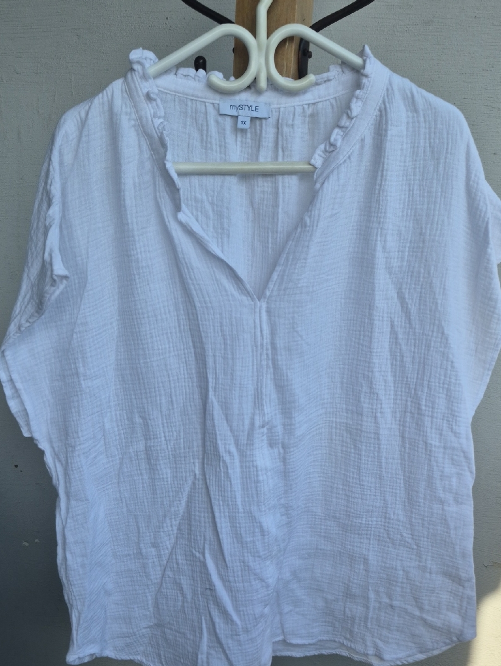 MY STYLE- CRINKLE GAUZE SLEEVELESS TOP